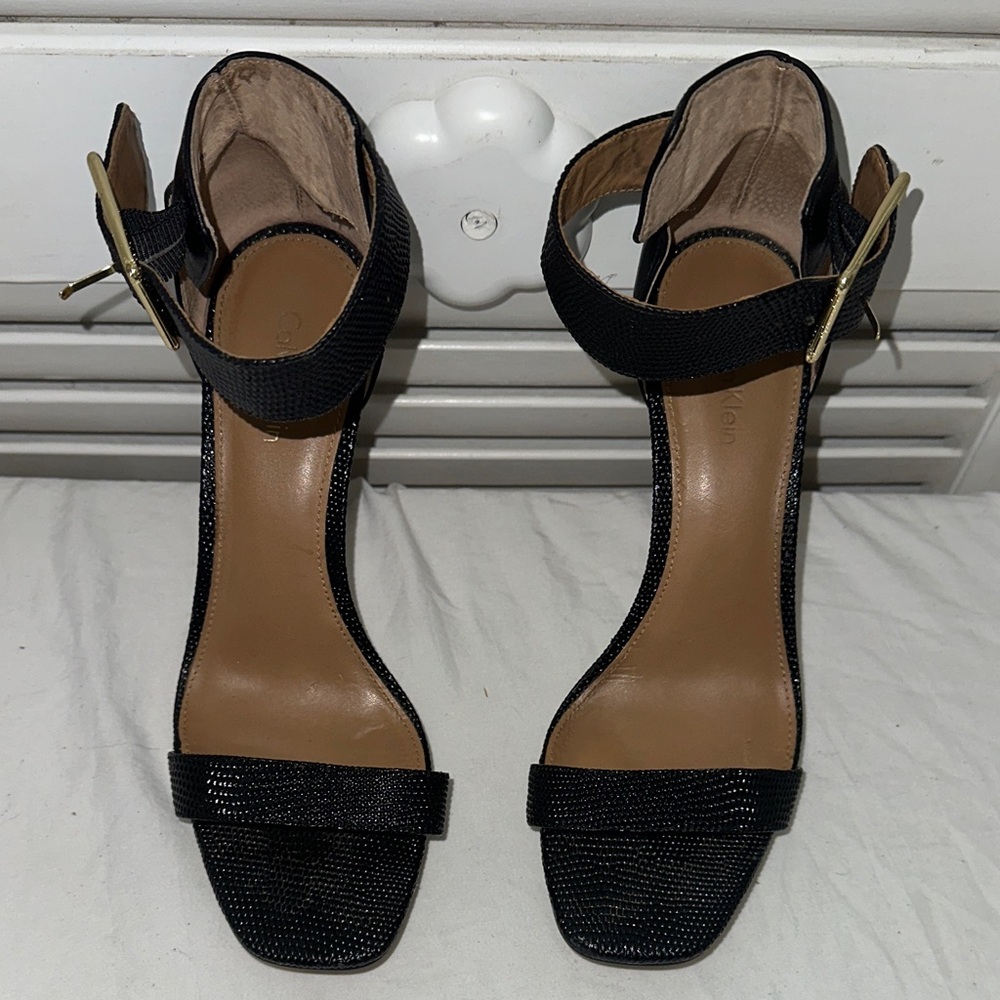 Calvin Klein Black and Gold Heels